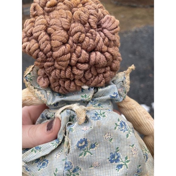 Antique Handmade Ragdoll Embroidered Face 20th C. Vintage Doll Rag Doll Cloth - Picture 15 of 15